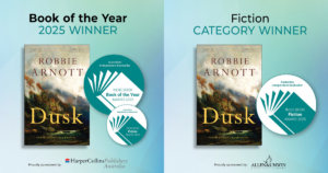 description for Celebrating Dusk and Robbie Arnott’s triumph at the 2025 Indie Book Awards